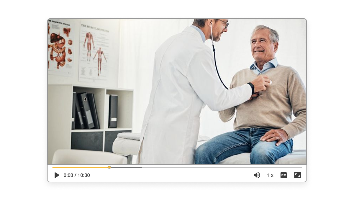 Doctor welcoming a patient as part of a patient onboarding video creator, demonstrating how healthcare teams use AI to simplify care steps, build trust, and improve the check-in experience.